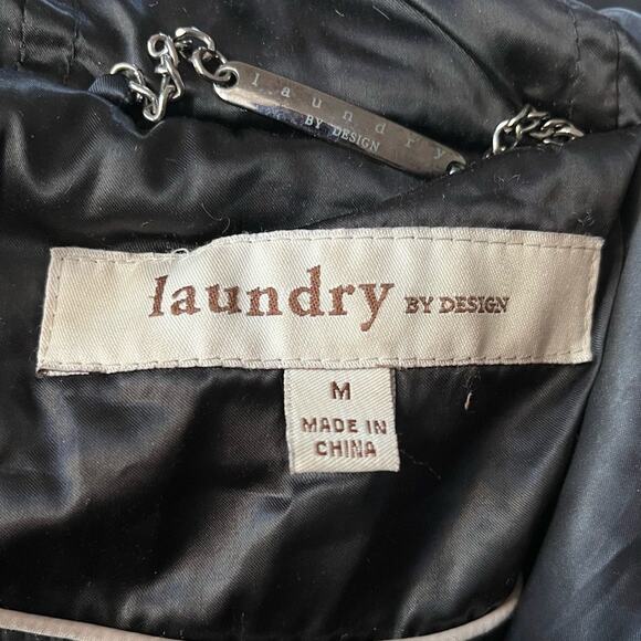 Laundry by Design Rabbit Fur Hooded Down Puffer Jacket Black Size Medium - Picture 3 of 6